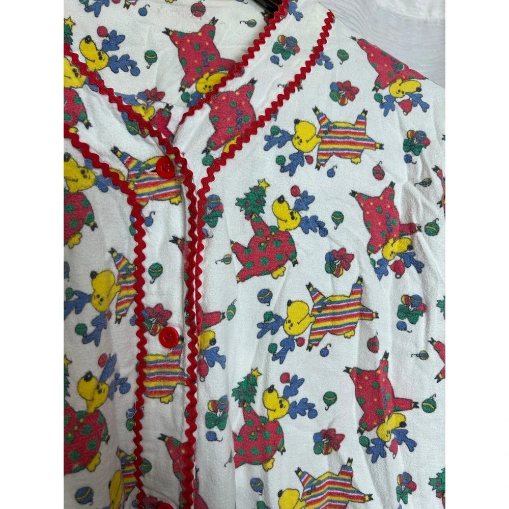 Womens Pajama Set 24W Vintage Kmart 80s Christmas Reindeer Print Long‎ Sleeve